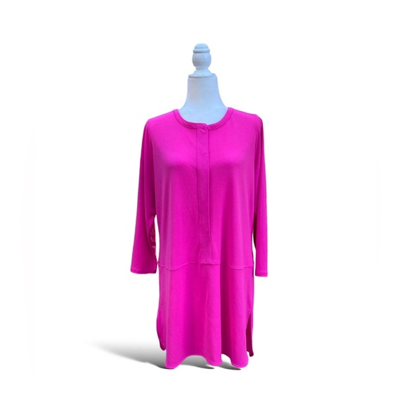 Lauren Ralph Lauren Top Fuschia Pink 3/4
Sleeve Button Tunic Blouse - Picture 2 of 9